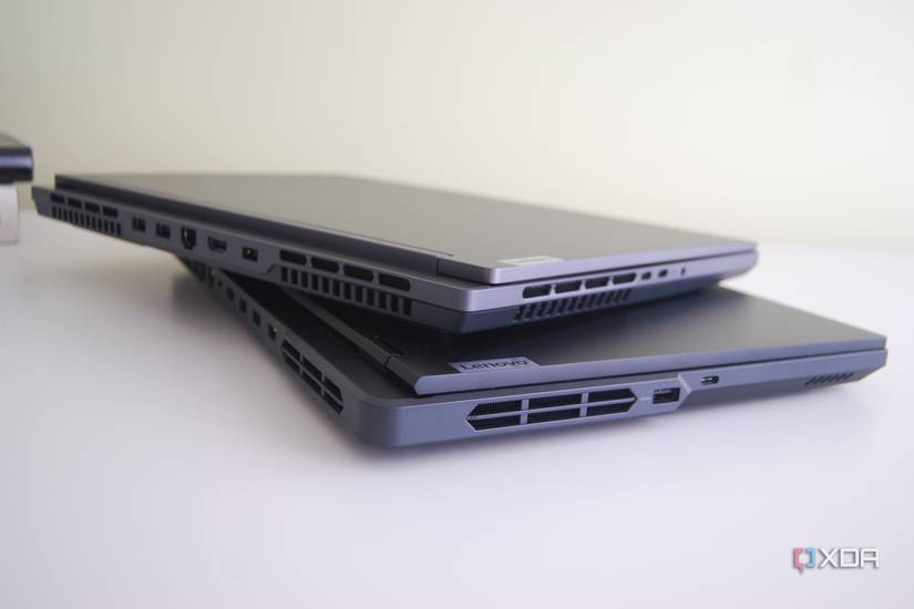 Two Lenovo Legion laptops on a desk