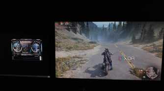 A monitor showing the FPS in Days Gone and another monitor with MSI Afterburner open