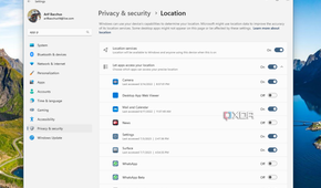 A screenshot of the location settings page in Windows 11