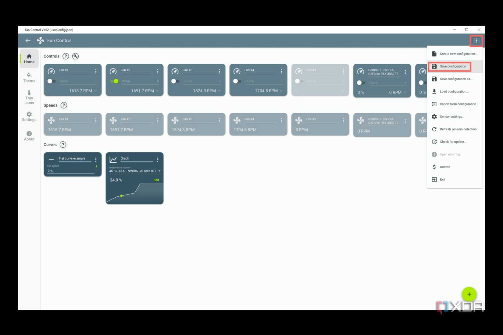 Choose the Save configuration option