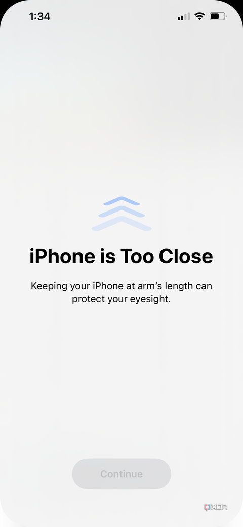 Screen Distance warning from iPhone