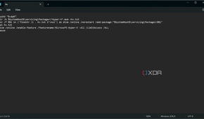 Screenshot of Notepad with text containing commands to install Hyper-V on Windows 11