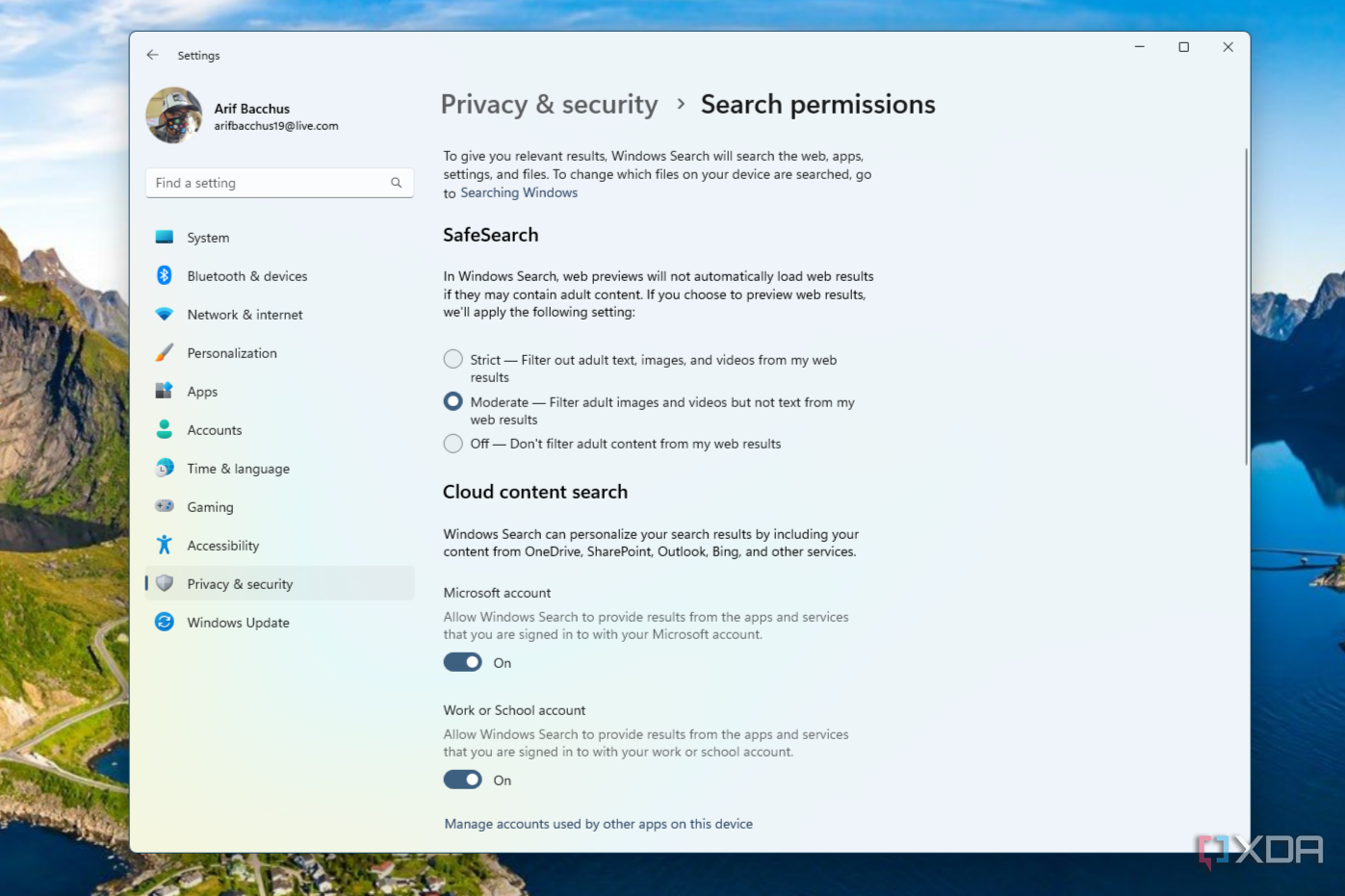 Search permissions in Windows 11