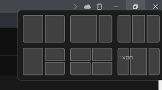 Screenshot of the Snap Layouts UI shown when hovering the mouse cursor over the Restore button on an app's title bar in Windows 11