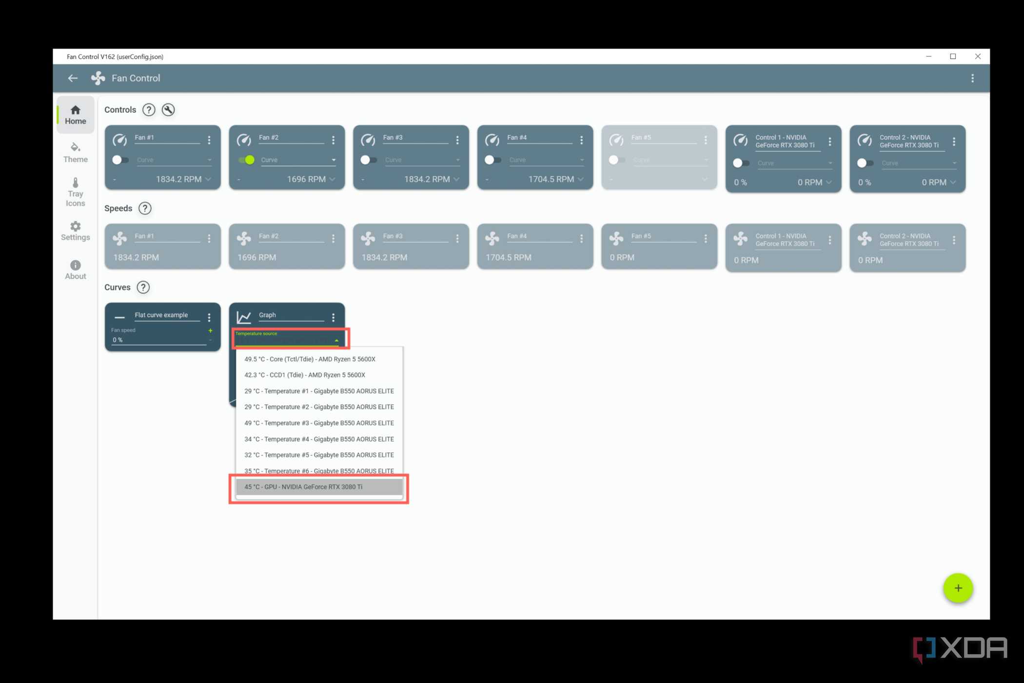 Click on the Temperature Source drop-down arrow
