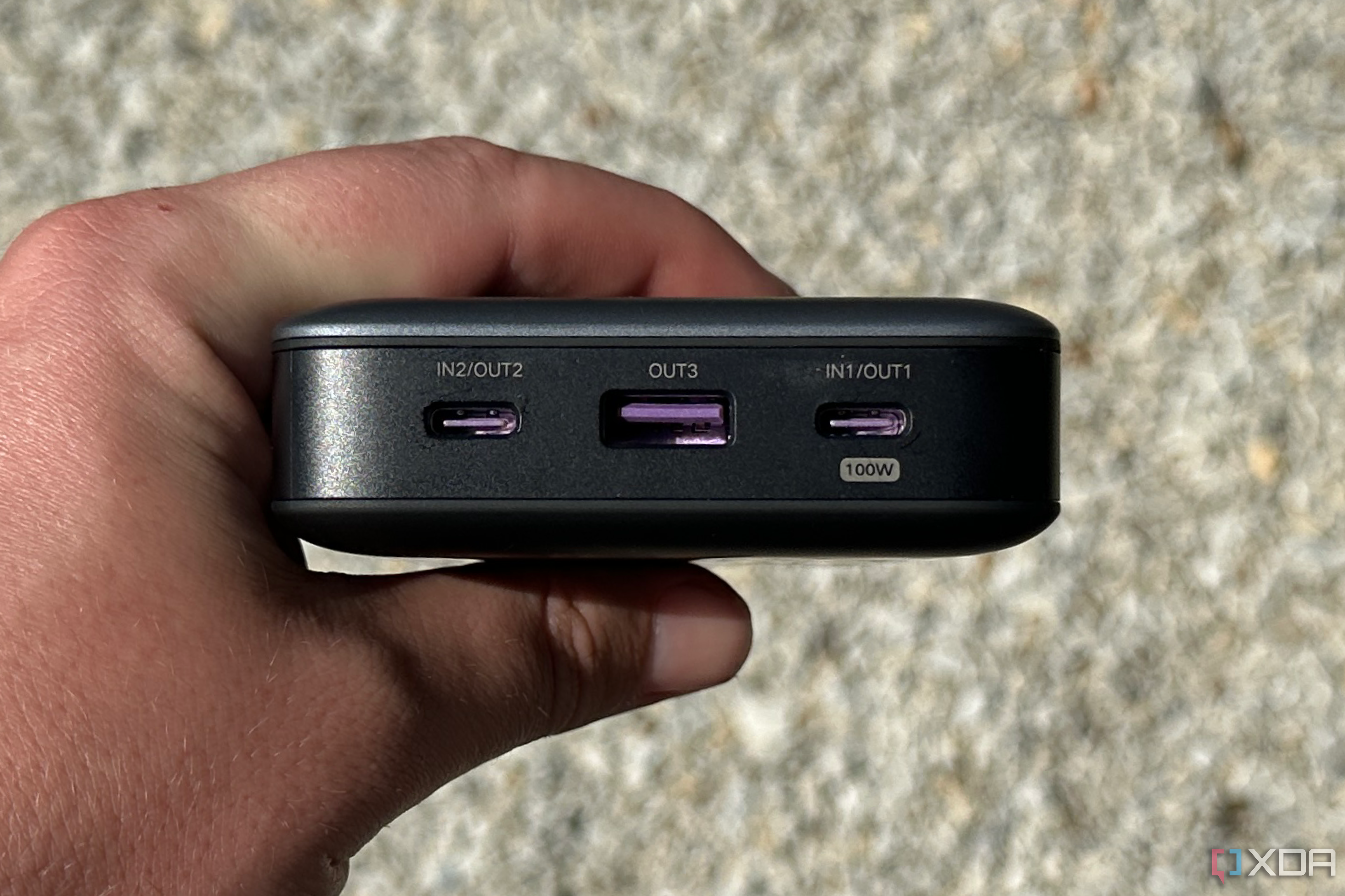 The three ports available on the UGreen 145W Power Bank.