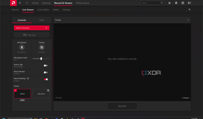 AMD Radeon Software ReLive Live Stream tab.