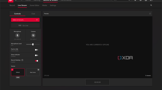 AMD Radeon Software ReLive Live Stream tab.