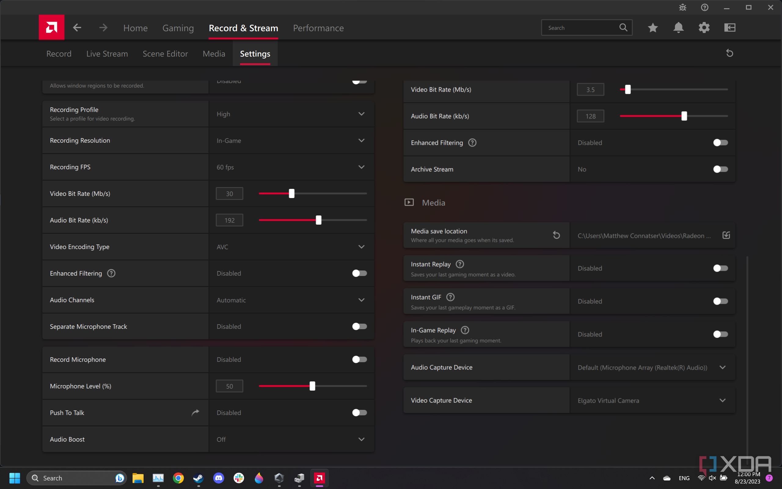 AMD Radeon Software ReLive Settings.