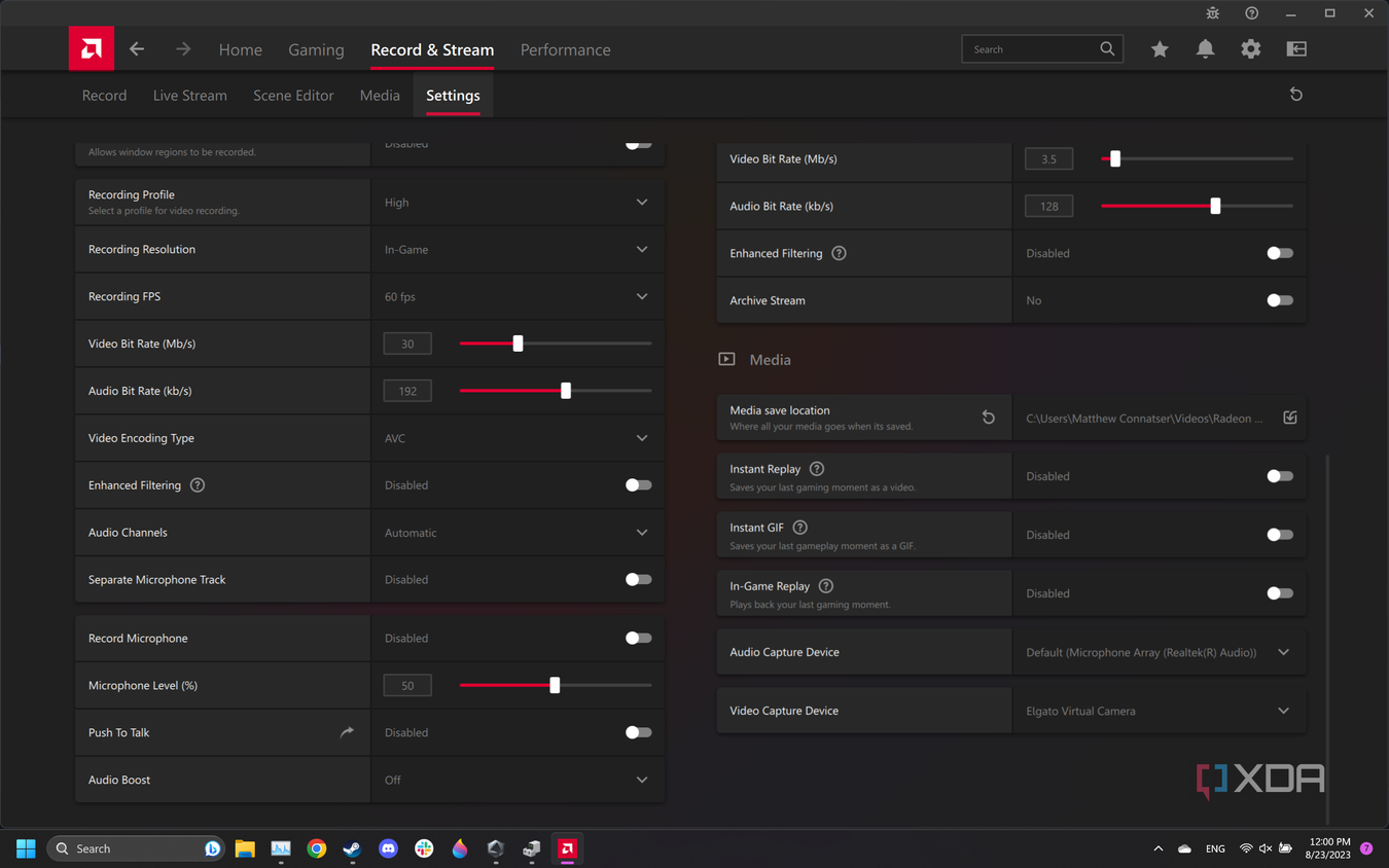 AMD Radeon Software ReLive Settings.