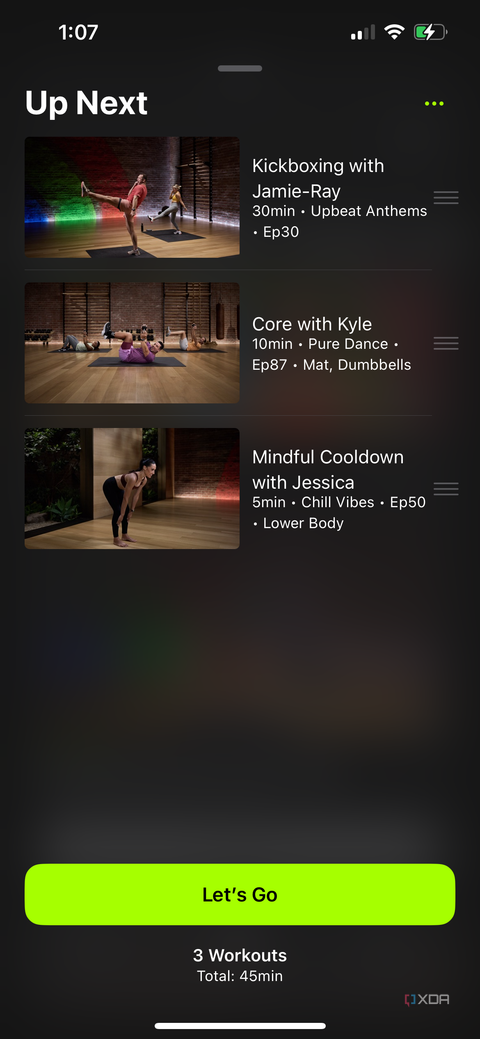A stacked workout plan in the Apple Fitness Plus section of the Apple Fitness app