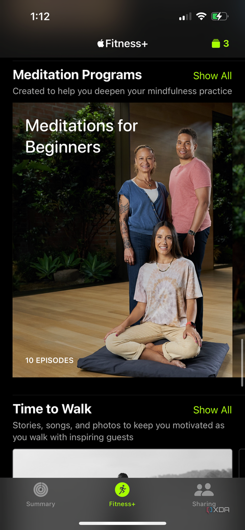 Meditation for Beginners in the Apple Fitness Plus section of the Apple Fitness app