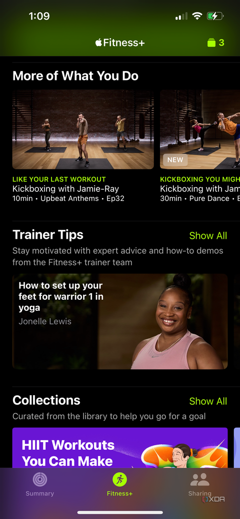 The trainer tips section in the Apple Fitness Plus section of the Apple Fitness app