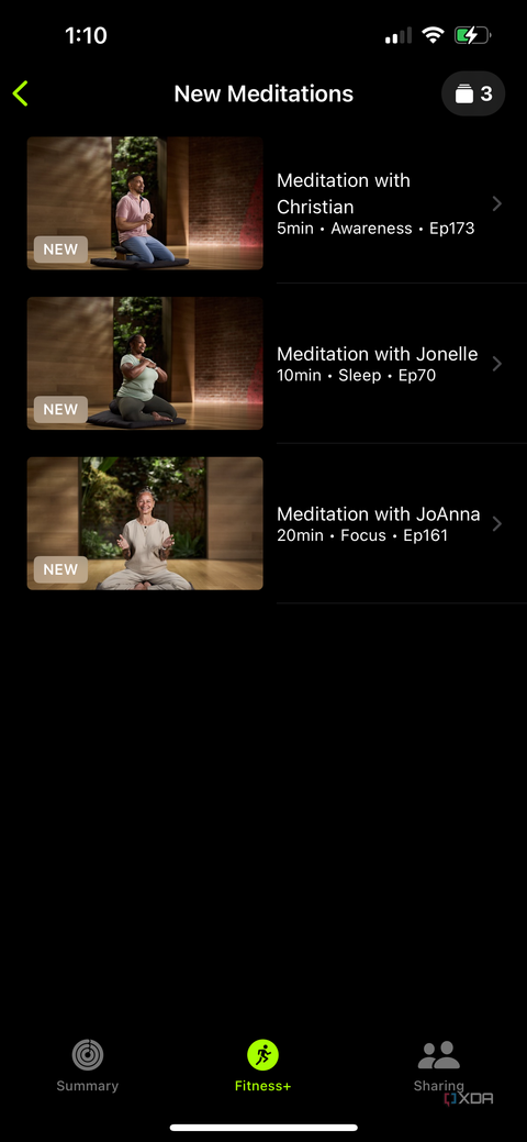 new meditations available in the Apple Fitness Plus section of the Apple Fitness app