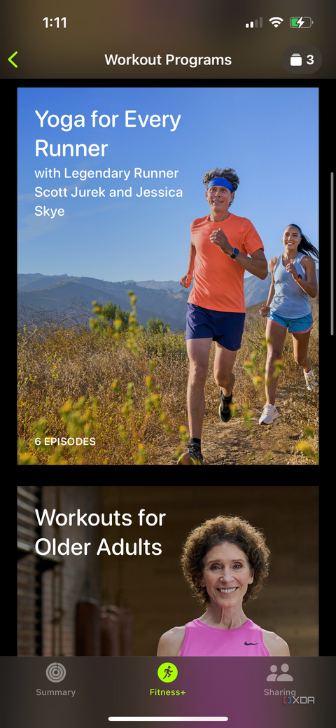 Yoga for Every Runner and Workouts for Older Adults in the Apple Fitness Plus section of the Apple Fitness app