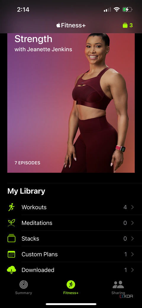 The My Library section in the Apple Fitness Plus section of the Apple Fitness app