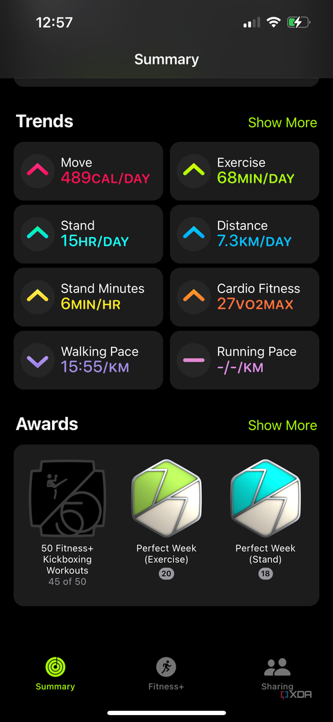 Trends and Awards in the Apple Fitness app