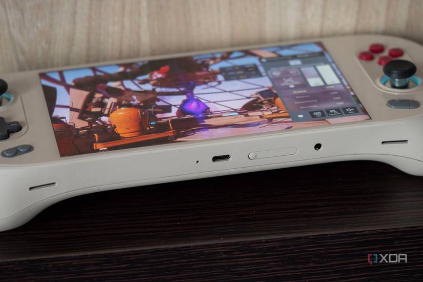 Ayaneo 2S bottom USB-C port, micro SD card door, headphone jack, and speakers