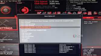 An image of the boot settings of the BIOS of MSI B450 Gaming Plus motherboard
