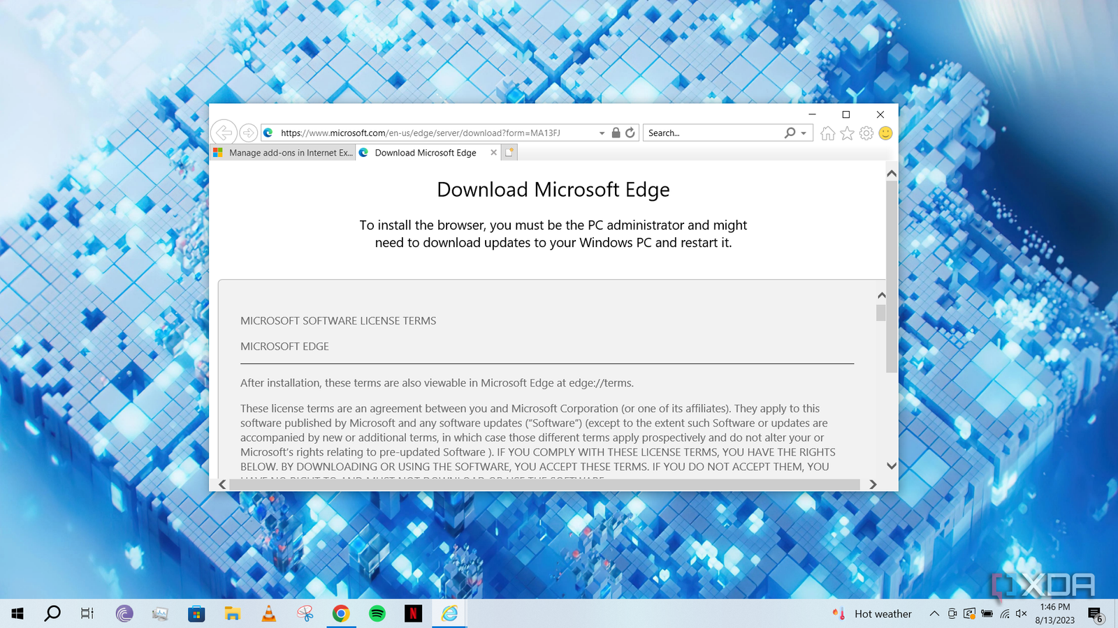 Internet Explorer running on Windows 10 desktop