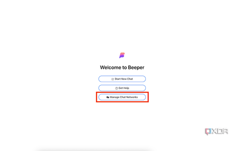 A screenshot showing the highlighted Manage Chat Networks button in Beeper.