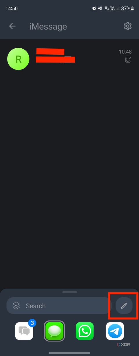 A screenshot showing the highlighted new chat button on Beeper.