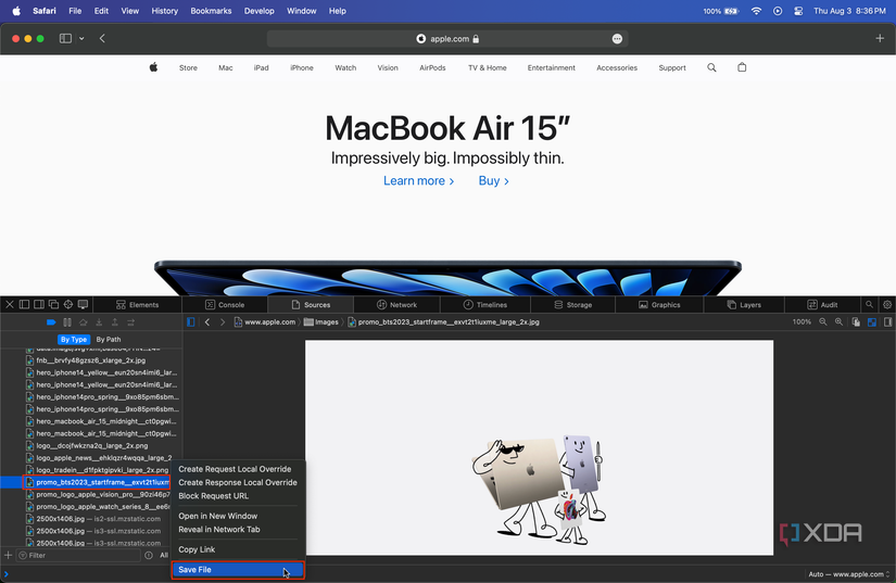 double-clicking the image's name in the left sidebar reveals a save file button