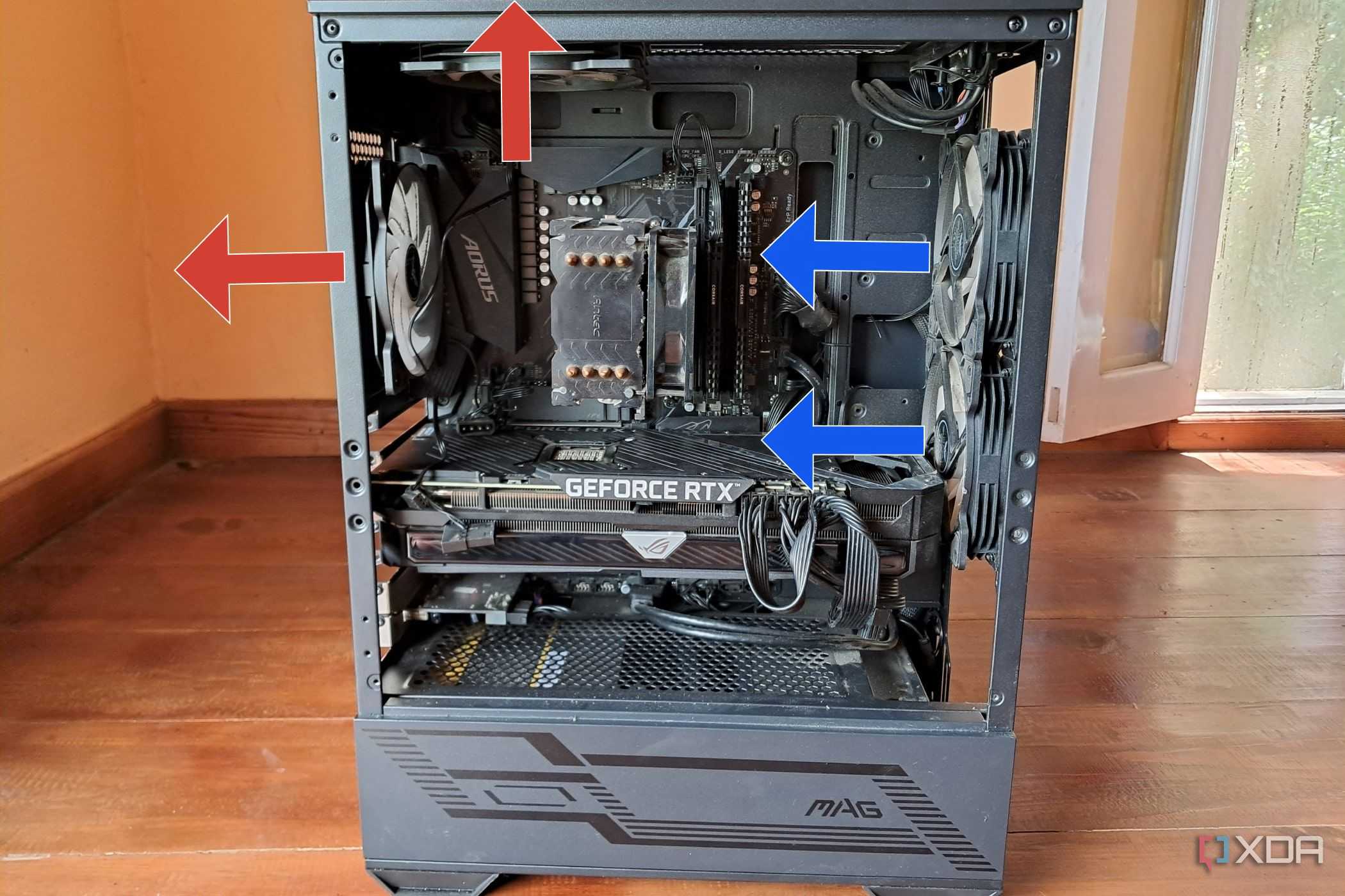 An MSI MAG Forge 110R with two intake fans and two exhaust fans