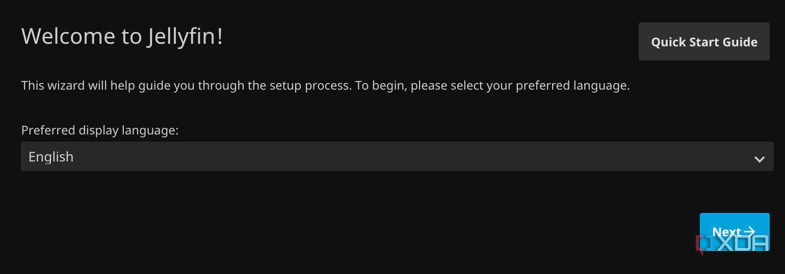 Choosing the language in Jellyfin's setup