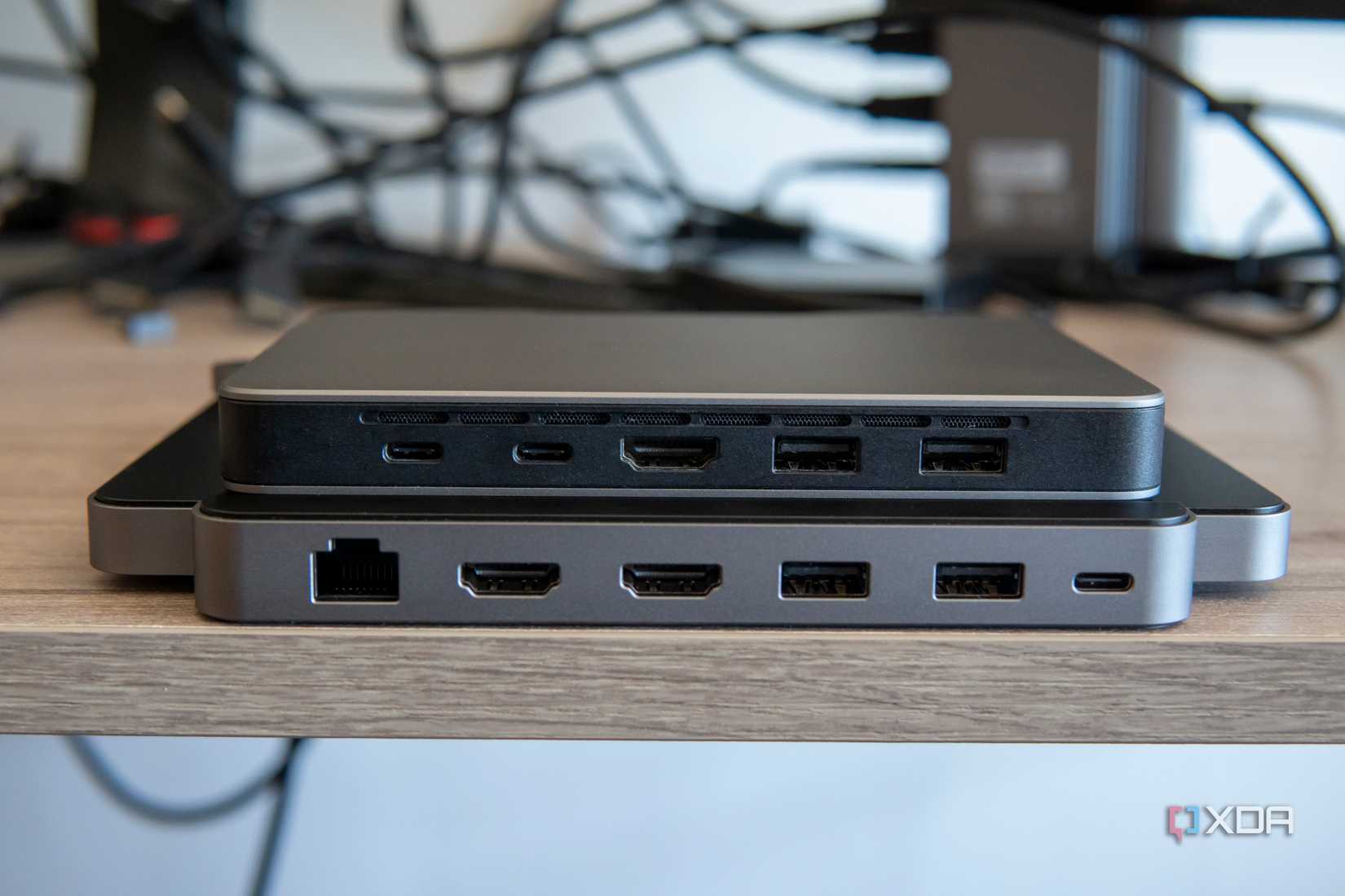Rear view of the Khadas Mind mounted on the Mind Dock showing multiple ports