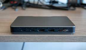 Rear view of the Khadas Mind showing two USB-C ports, one HDMI port, and two USB Type-A ports