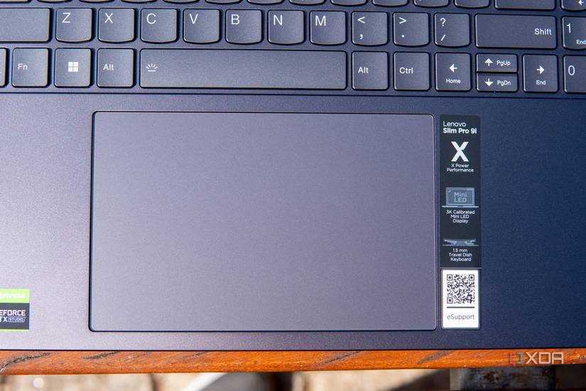 Close-up view of the touchpad in the Lenovo Slim Pro 9i 16-inch