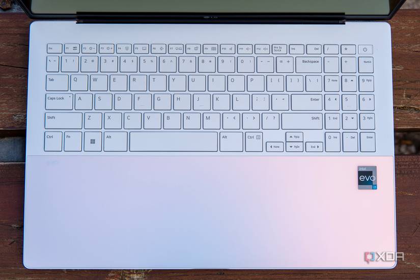 Overhead view of the keyboard and touchpad of the LG Gram Style