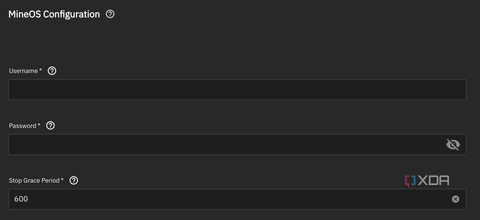 The MineOS configuration page