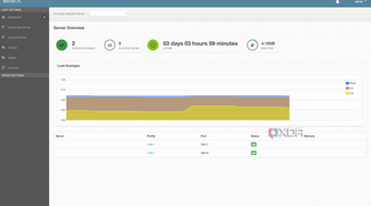 MineOS default dashboard, where mine shows two running servers