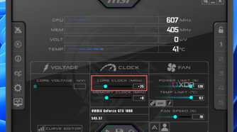 Use the Core Clock slider to increase the clock speed of your GPU's core by 25MHz