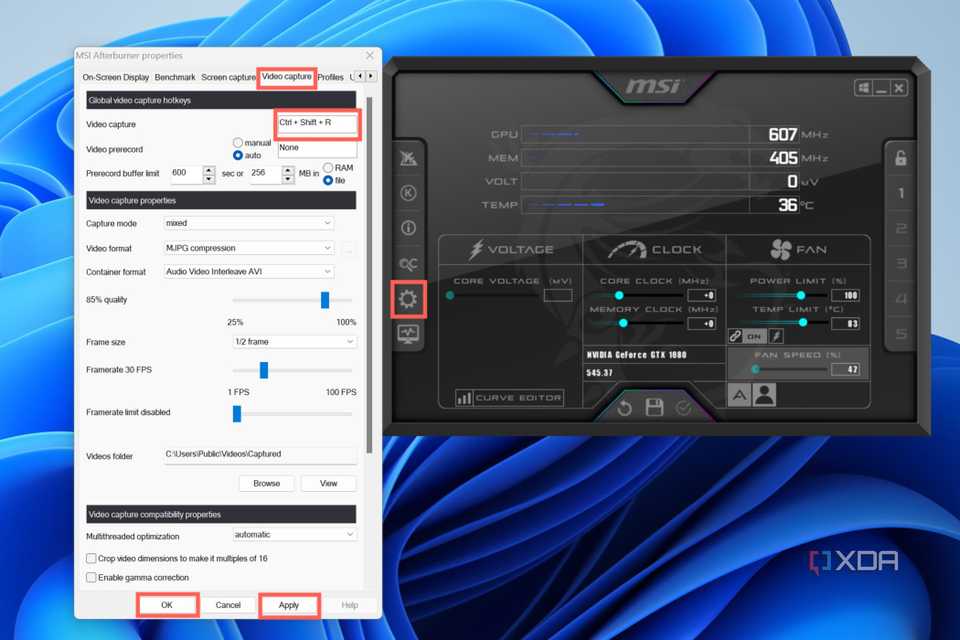 Click on the Settings icon and head to the Video capture tab to see all the video recording options