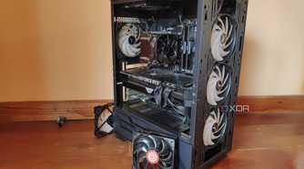 An MSI Forge 110R case with two extra fans next to it