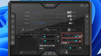 Max out the Power Limit and Temp Limit by dragging their sliders to the right