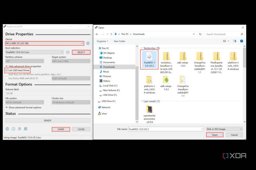 An overview of the Rufus.exe settings required to create a bootable USB drive 
