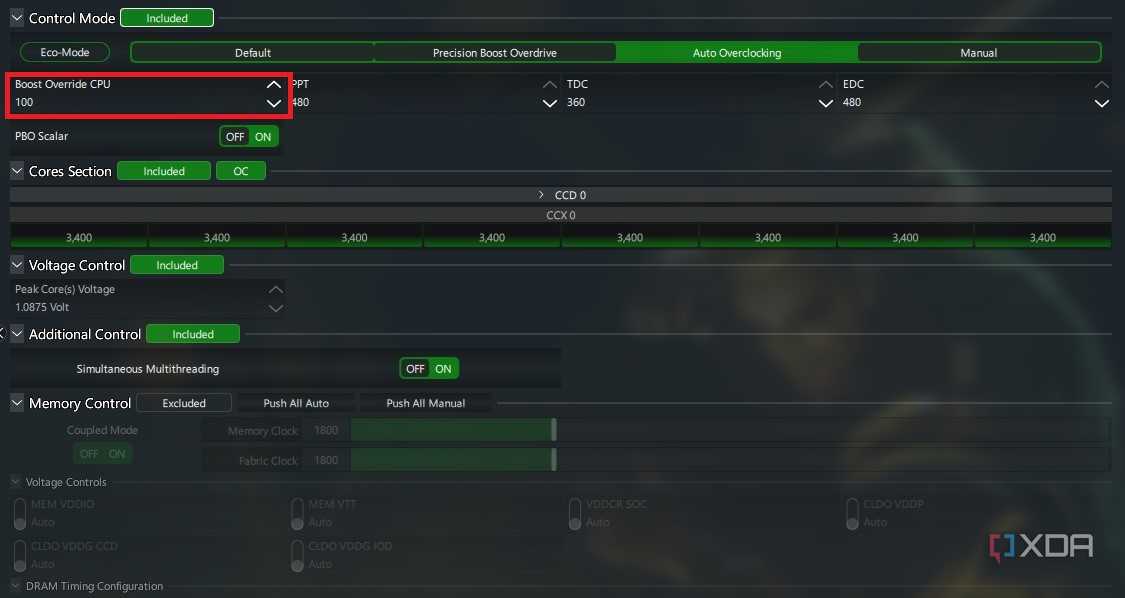 Auto overclocking mode in Ryzen Master