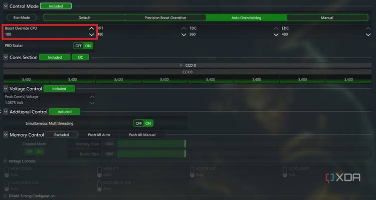 Auto overclocking mode in Ryzen Master