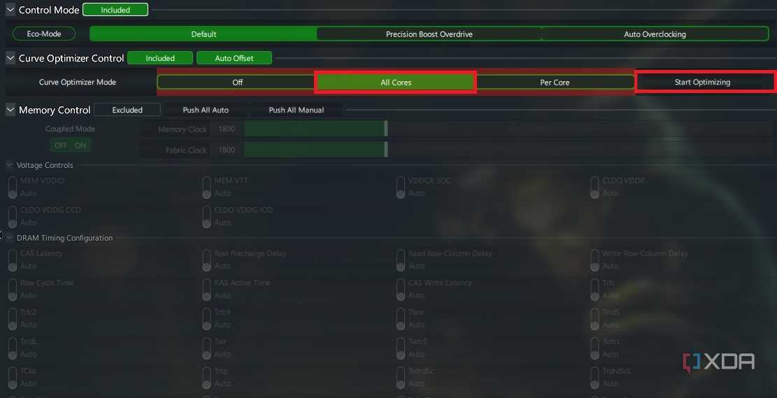 Optimizing all cores in curve optimizer in Ryzen Master