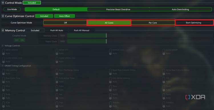 Optimizing all cores in curve optimizer in Ryzen Master