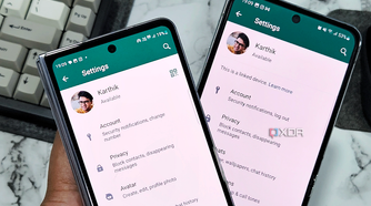 An image showing two phones running the same WhatsApp account.