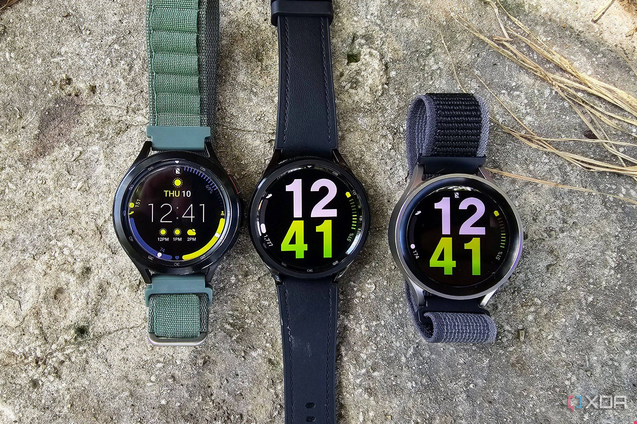 Samsung Galaxy Watch 4 Classic, Watch 6 Classic, Watch 5 Pro beside each other