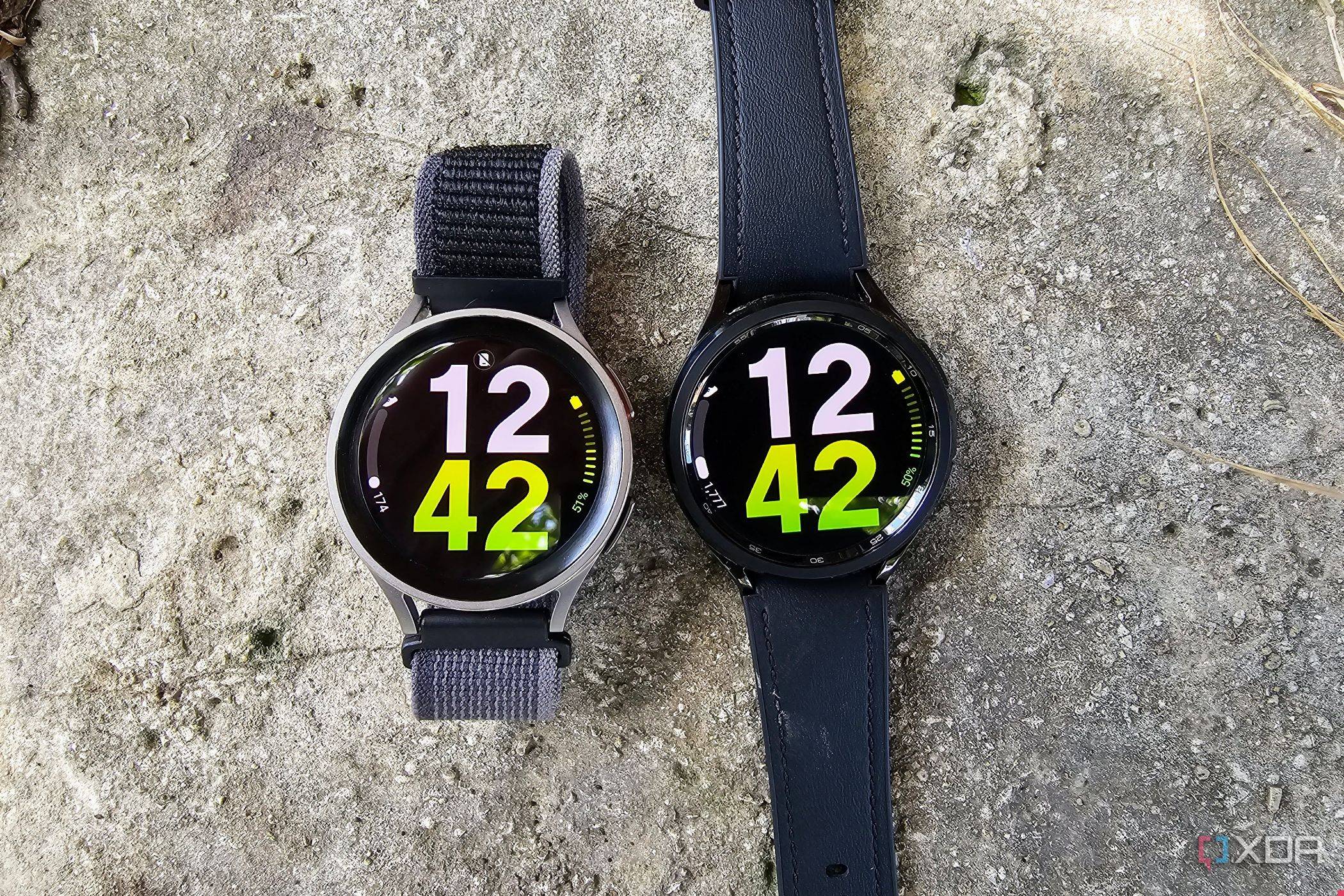 Samsung Galaxy Watch 5 Pro and Watch 6 Classic beside each other