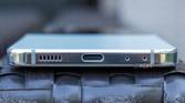 View of the bottom of the Samsung Galaxy Z Flip 5, showing the USB port.