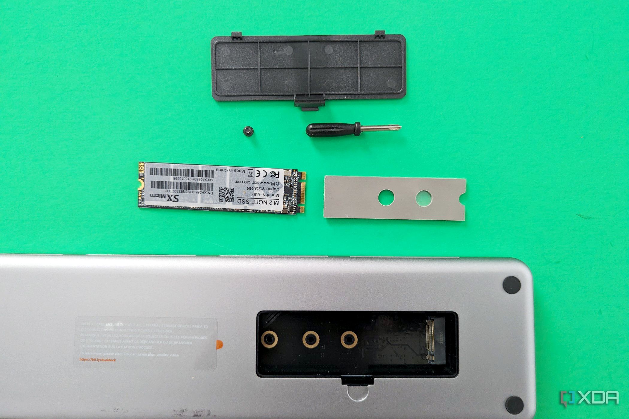 Underside of the Satechni Dual Dock Stand showing the SSD