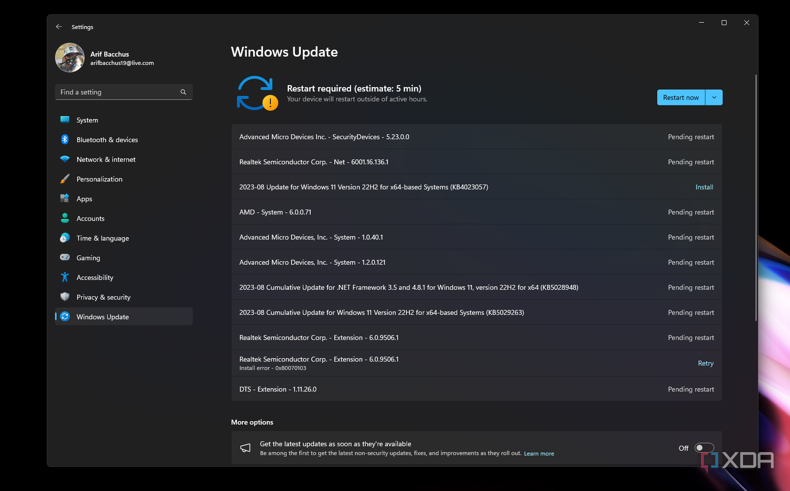 Downloading drivers from Windows Update